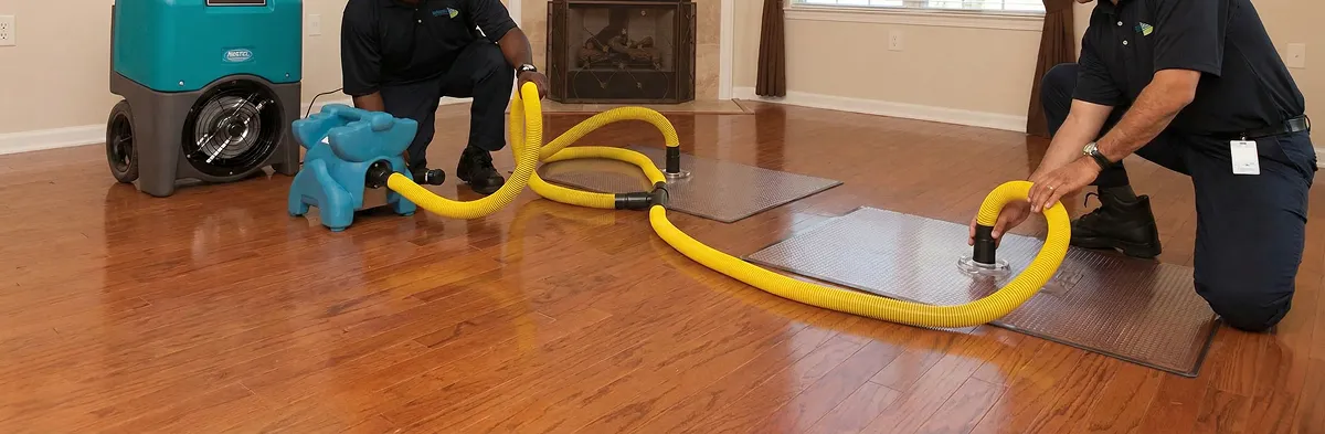 emergency water removal technicians extracting standing water from a home using professional equipment in Cincinnati, OH