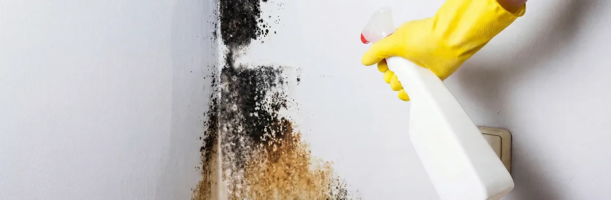 visible mold growth on an interior wall being treated during mold removal service in Cincinnati, OH