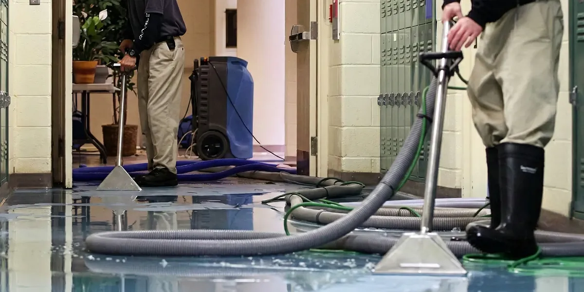 water damage restoration technicians performing professional water extraction inside a property in Cincinnati, OH